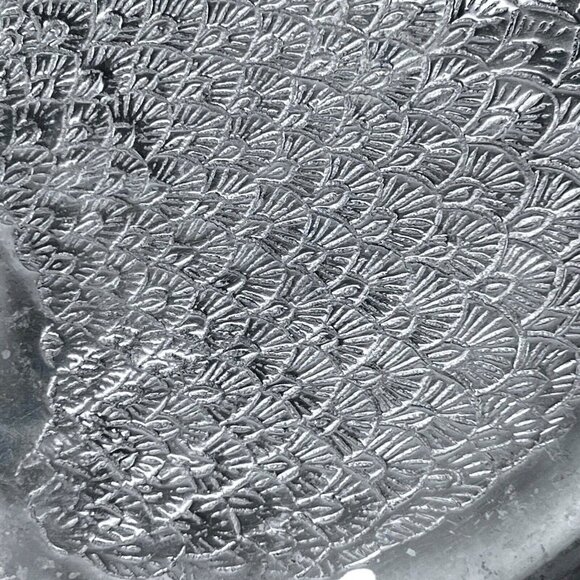 Vtg Fish Aluminum Pewter Serving Bowl Tray Platter Metal Fins Scales MCM - Picture 3 of 9